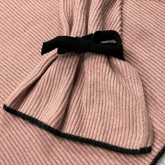 THYME & HONEY NWT Pink/Black Bow Ruffle Cuff Mock Neck Boho/Cottage Sweater S - Picture 11 of 15